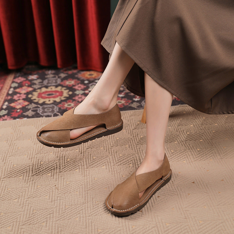 Handmade Roman Sandals Women's Toe Cap Side Empty Slip-on - Bellarte Enchanté Handmade Roman Sandals Women's Toe Cap Side Empty Slip-on